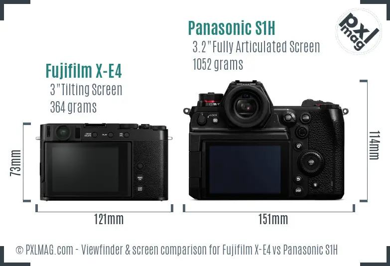 Fujifilm X-E4 vs Panasonic S1H Screen and Viewfinder comparison