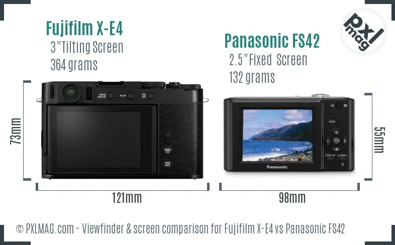 Fujifilm X-E4 vs Panasonic FS42 Screen and Viewfinder comparison