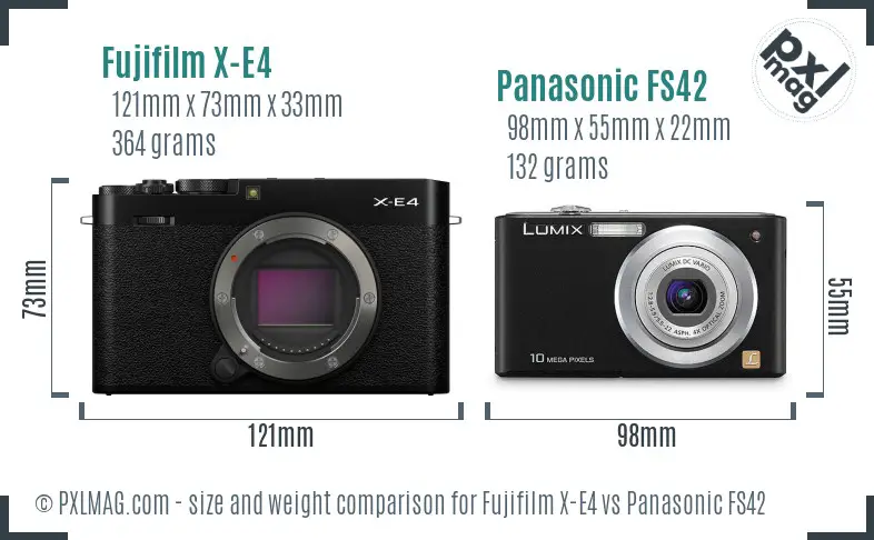 Fujifilm X-E4 vs Panasonic FS42 size comparison