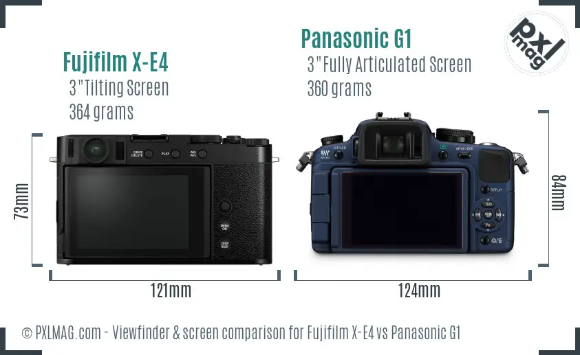 Fujifilm X-E4 vs Panasonic G1 Screen and Viewfinder comparison