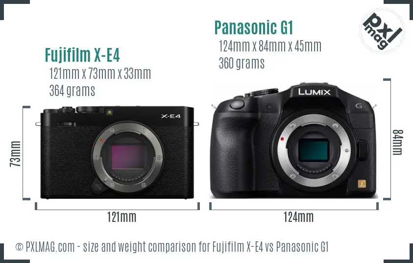 Fujifilm X-E4 vs Panasonic G1 size comparison