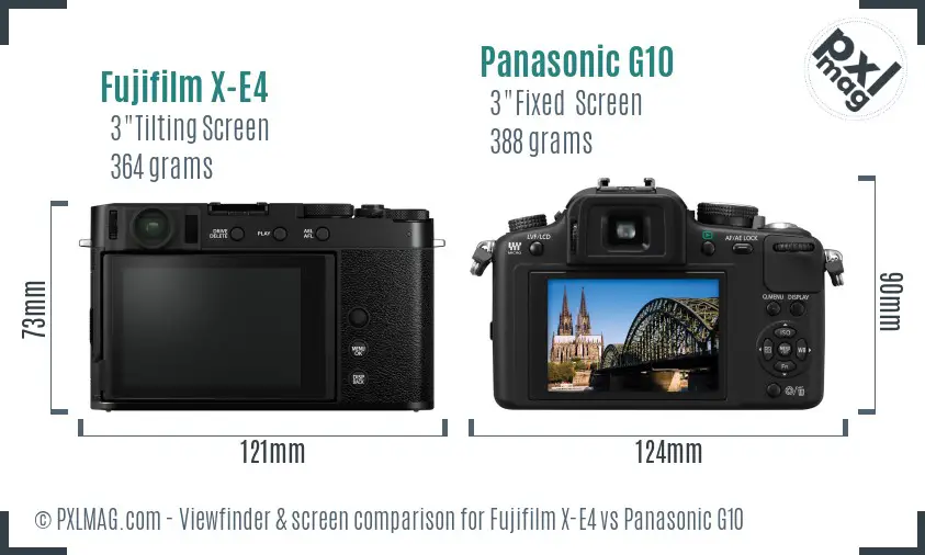 Fujifilm X-E4 vs Panasonic G10 Screen and Viewfinder comparison