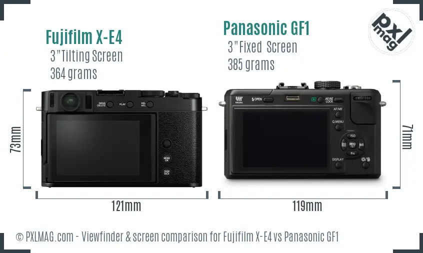 Fujifilm X-E4 vs Panasonic GF1 Screen and Viewfinder comparison