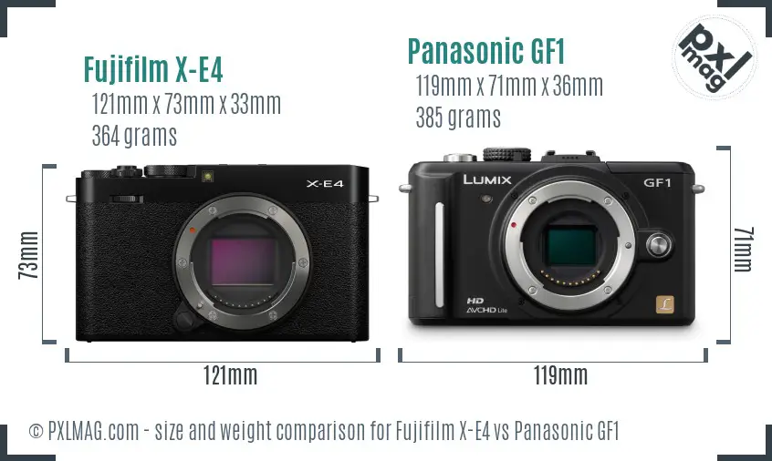 Fujifilm X-E4 vs Panasonic GF1 size comparison