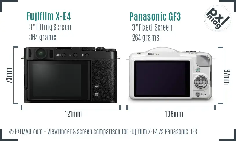 Fujifilm X-E4 vs Panasonic GF3 Screen and Viewfinder comparison