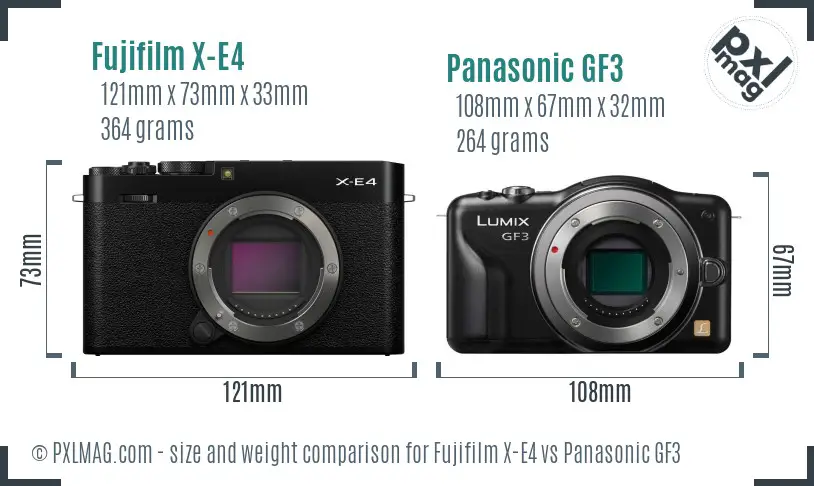 Fujifilm X-E4 vs Panasonic GF3 size comparison