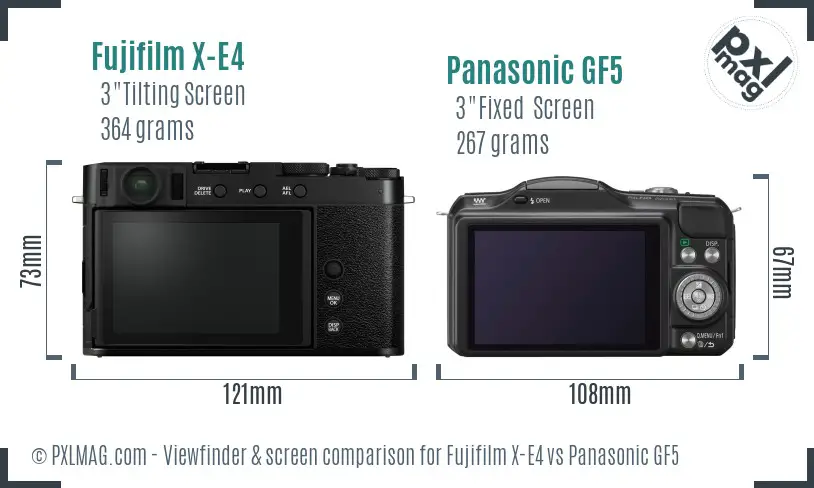 Fujifilm X-E4 vs Panasonic GF5 Screen and Viewfinder comparison