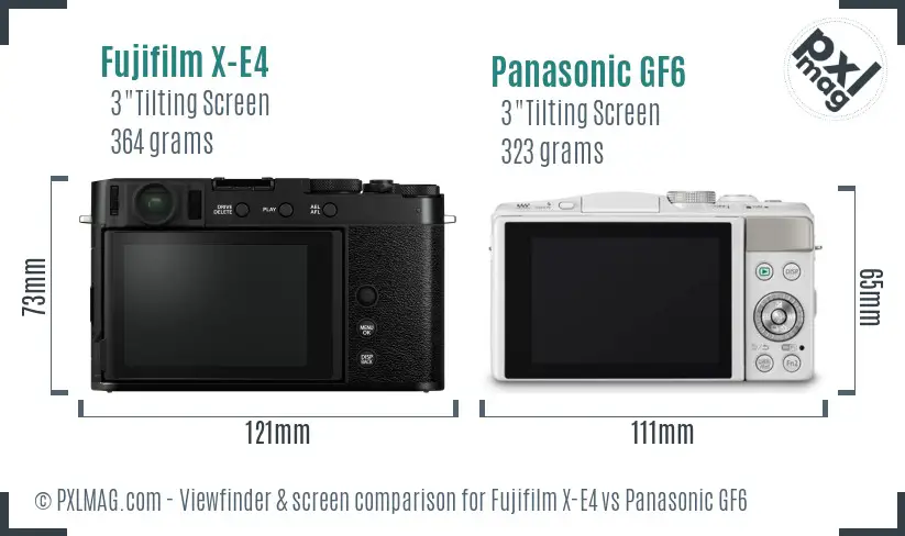 Fujifilm X-E4 vs Panasonic GF6 Screen and Viewfinder comparison