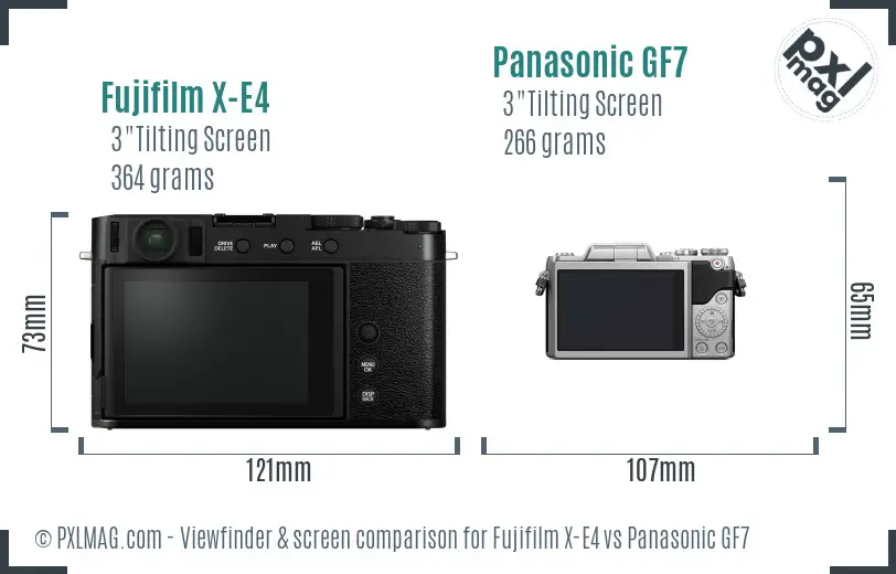 Fujifilm X-E4 vs Panasonic GF7 Screen and Viewfinder comparison