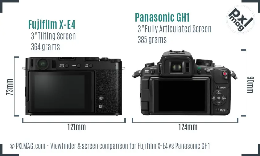 Fujifilm X-E4 vs Panasonic GH1 Screen and Viewfinder comparison