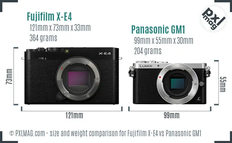 Fujifilm X-E4 vs Panasonic GM1 size comparison