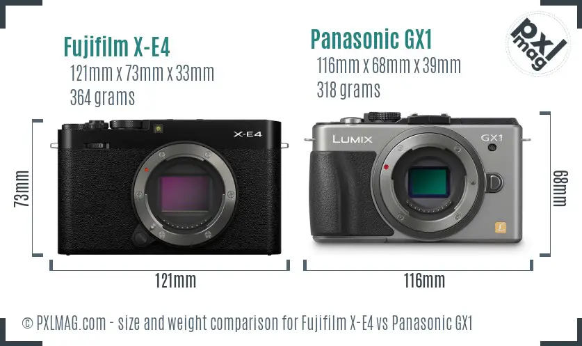 Fujifilm X-E4 vs Panasonic GX1 size comparison