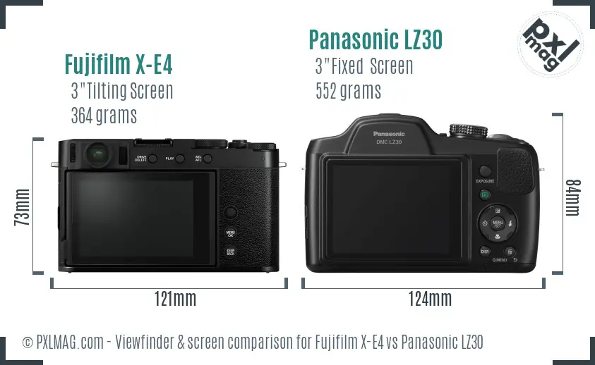 Fujifilm X-E4 vs Panasonic LZ30 Screen and Viewfinder comparison