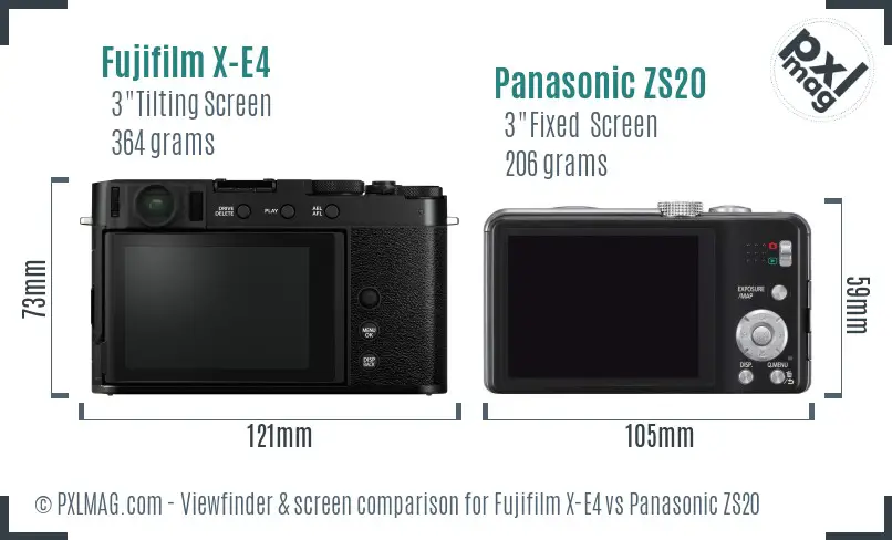Fujifilm X-E4 vs Panasonic ZS20 Screen and Viewfinder comparison