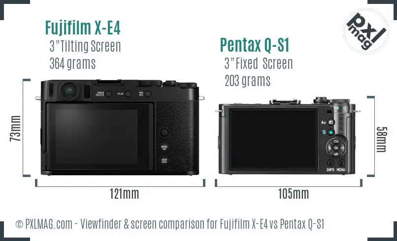 Fujifilm X-E4 vs Pentax Q-S1 Screen and Viewfinder comparison