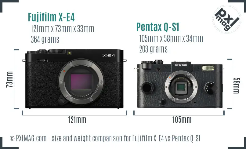 Fujifilm X-E4 vs Pentax Q-S1 size comparison