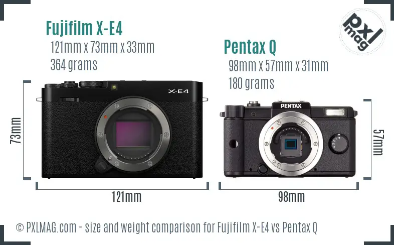 Fujifilm X-E4 vs Pentax Q size comparison