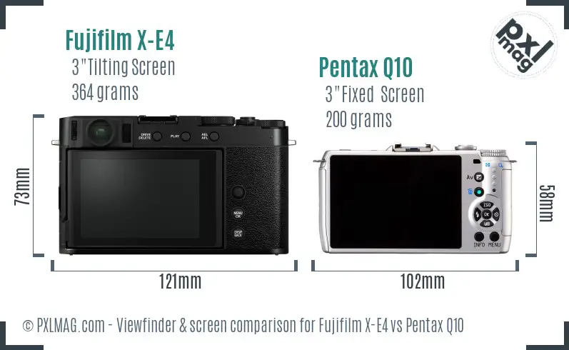 Fujifilm X-E4 vs Pentax Q10 Screen and Viewfinder comparison