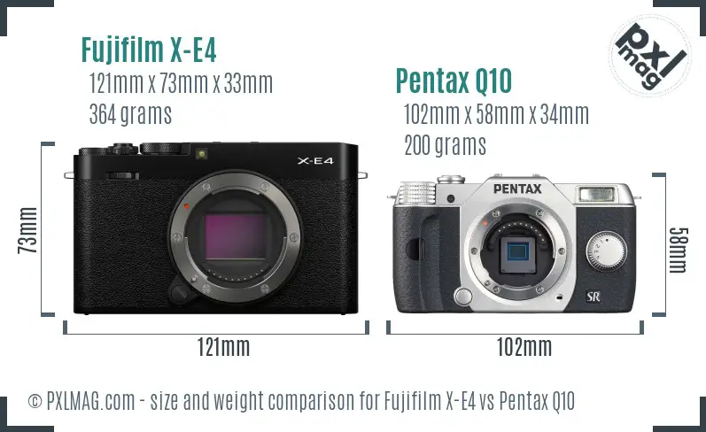 Fujifilm X-E4 vs Pentax Q10 size comparison