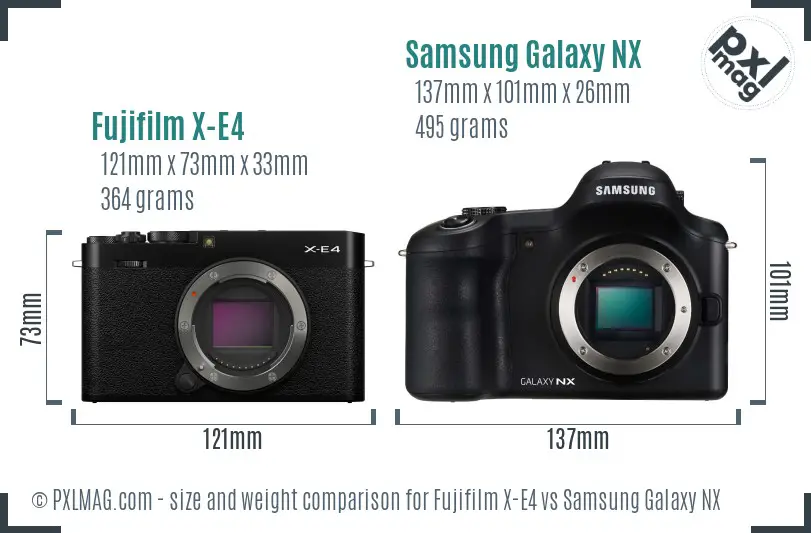 Fujifilm X-E4 vs Samsung Galaxy NX size comparison