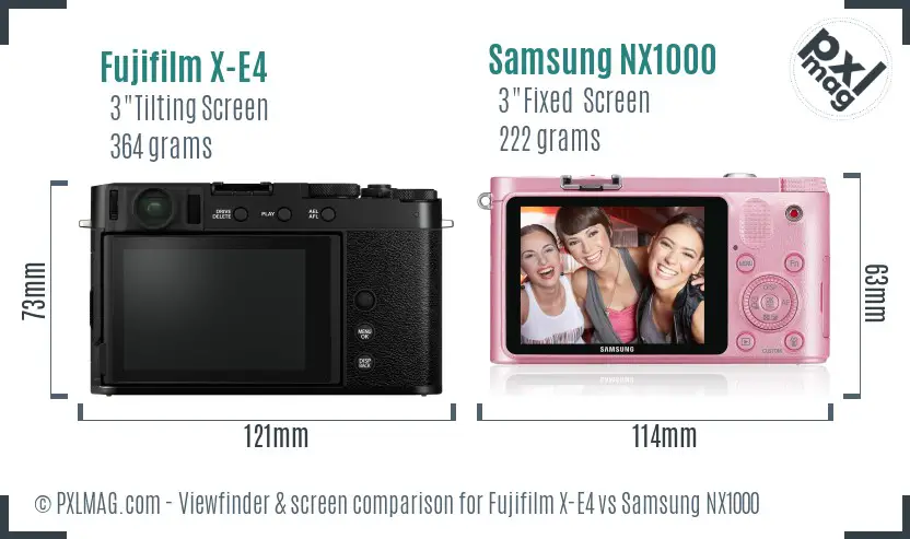 Fujifilm X-E4 vs Samsung NX1000 Screen and Viewfinder comparison