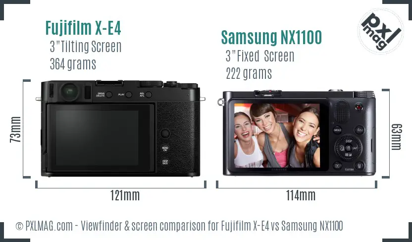Fujifilm X-E4 vs Samsung NX1100 Screen and Viewfinder comparison