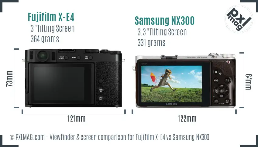 Fujifilm X-E4 vs Samsung NX300 Screen and Viewfinder comparison