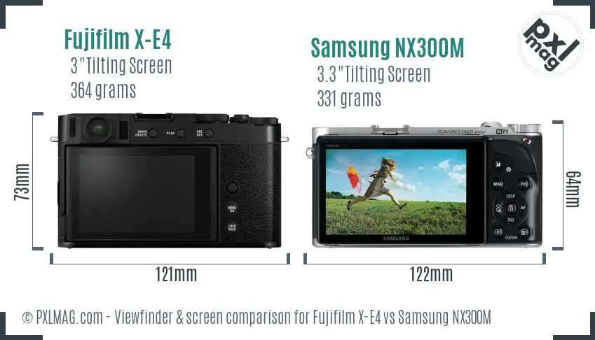 Fujifilm X-E4 vs Samsung NX300M Screen and Viewfinder comparison