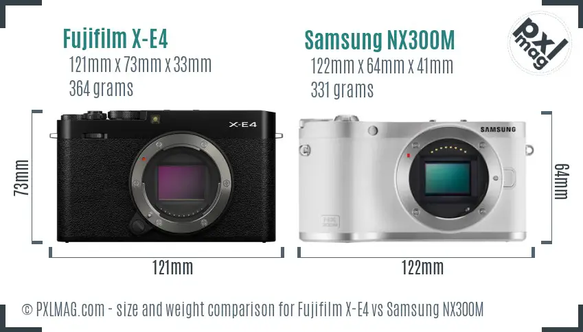 Fujifilm X-E4 vs Samsung NX300M size comparison
