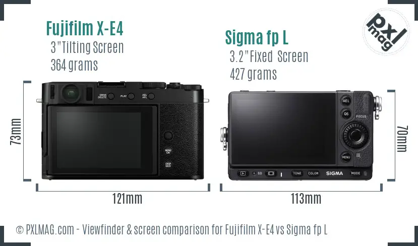 Fujifilm X-E4 vs Sigma fp L Screen and Viewfinder comparison