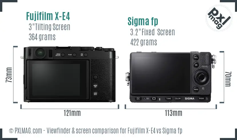 Fujifilm X-E4 vs Sigma fp Screen and Viewfinder comparison