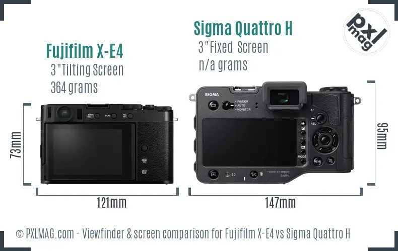 Fujifilm X-E4 vs Sigma Quattro H Screen and Viewfinder comparison