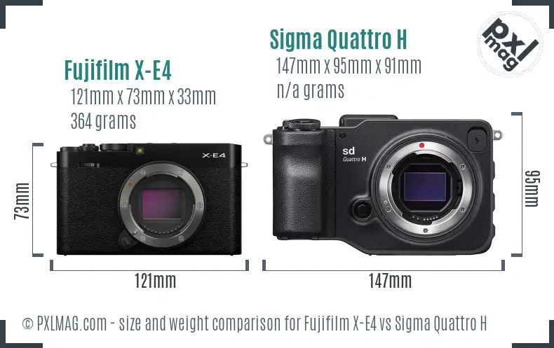 Fujifilm X-E4 vs Sigma Quattro H size comparison