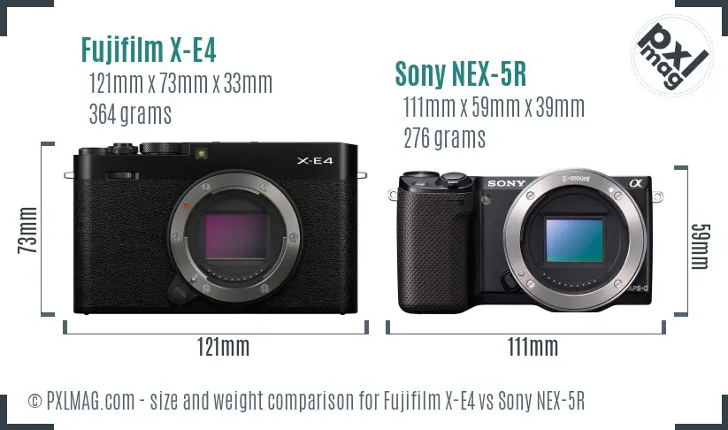 Fujifilm X-E4 vs Sony NEX-5R size comparison