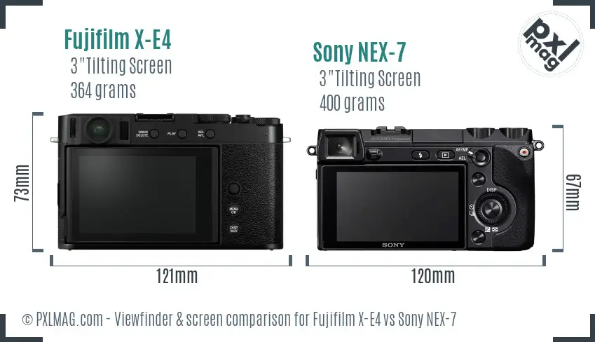 Fujifilm X-E4 vs Sony NEX-7 Screen and Viewfinder comparison