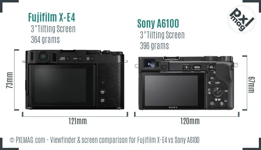 Fujifilm X-E4 vs Sony A6100 Screen and Viewfinder comparison