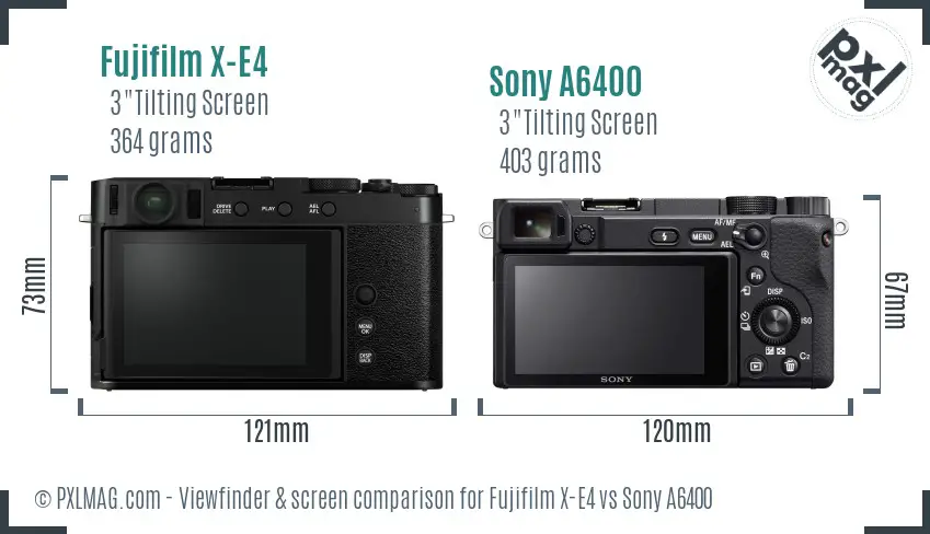 Fujifilm X-E4 vs Sony A6400 Screen and Viewfinder comparison