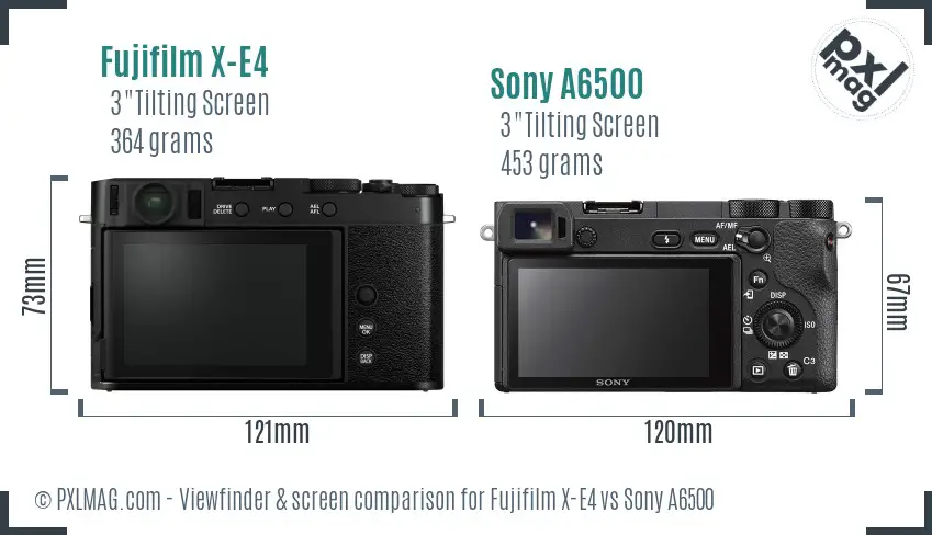 Fujifilm X-E4 vs Sony A6500 Screen and Viewfinder comparison