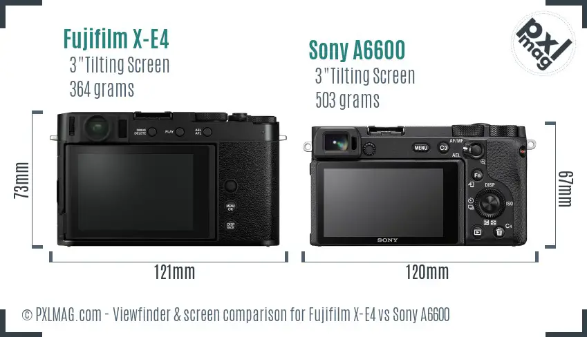 Fujifilm X-E4 vs Sony A6600 Screen and Viewfinder comparison