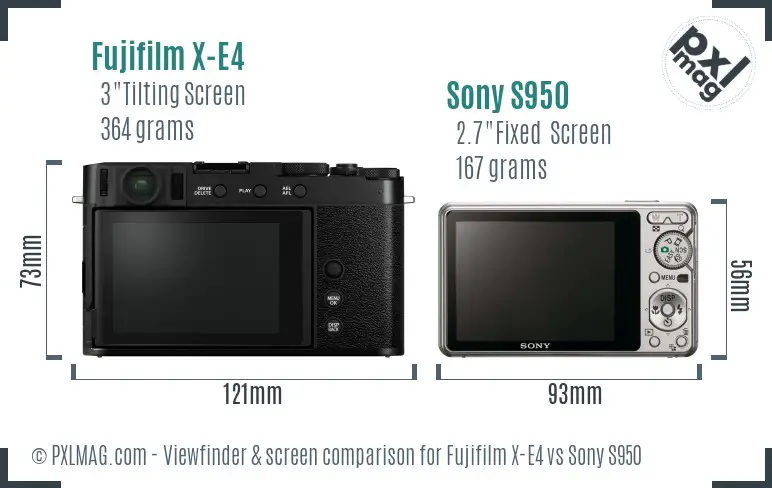 Fujifilm X-E4 vs Sony S950 Screen and Viewfinder comparison
