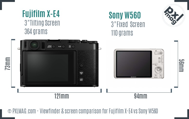 Fujifilm X-E4 vs Sony W560 Screen and Viewfinder comparison