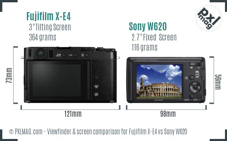 Fujifilm X-E4 vs Sony W620 Screen and Viewfinder comparison