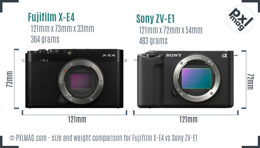 Fujifilm X-E4 vs Sony ZV-E1 size comparison Fujifilm X-E4 vs Sony ZV-E1 size comparison