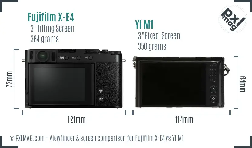 Fujifilm X-E4 vs YI M1 Screen and Viewfinder comparison