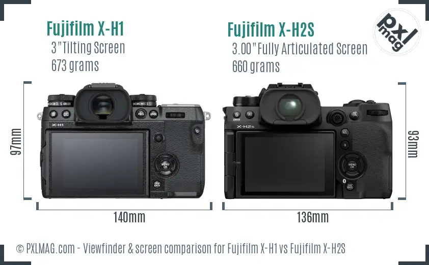 Fujifilm X-H1 vs Fujifilm X-H2S Screen and Viewfinder comparison