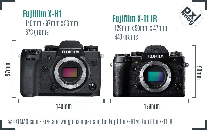 Fujifilm X-H1 vs Fujifilm X-T1 IR size comparison