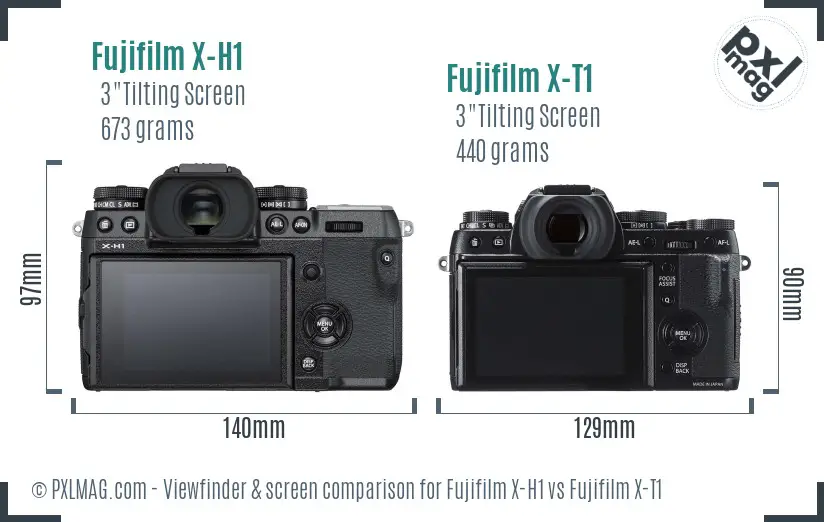 Fujifilm X-H1 vs Fujifilm X-T1 Screen and Viewfinder comparison