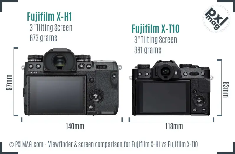 Fujifilm X-H1 vs Fujifilm X-T10 Screen and Viewfinder comparison