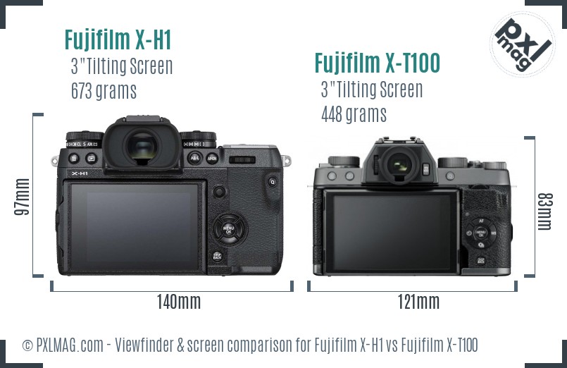 Fujifilm X-H1 vs Fujifilm X-T100 Screen and Viewfinder comparison