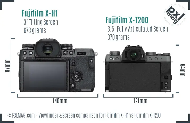 Fujifilm X-H1 vs Fujifilm X-T200 Screen and Viewfinder comparison